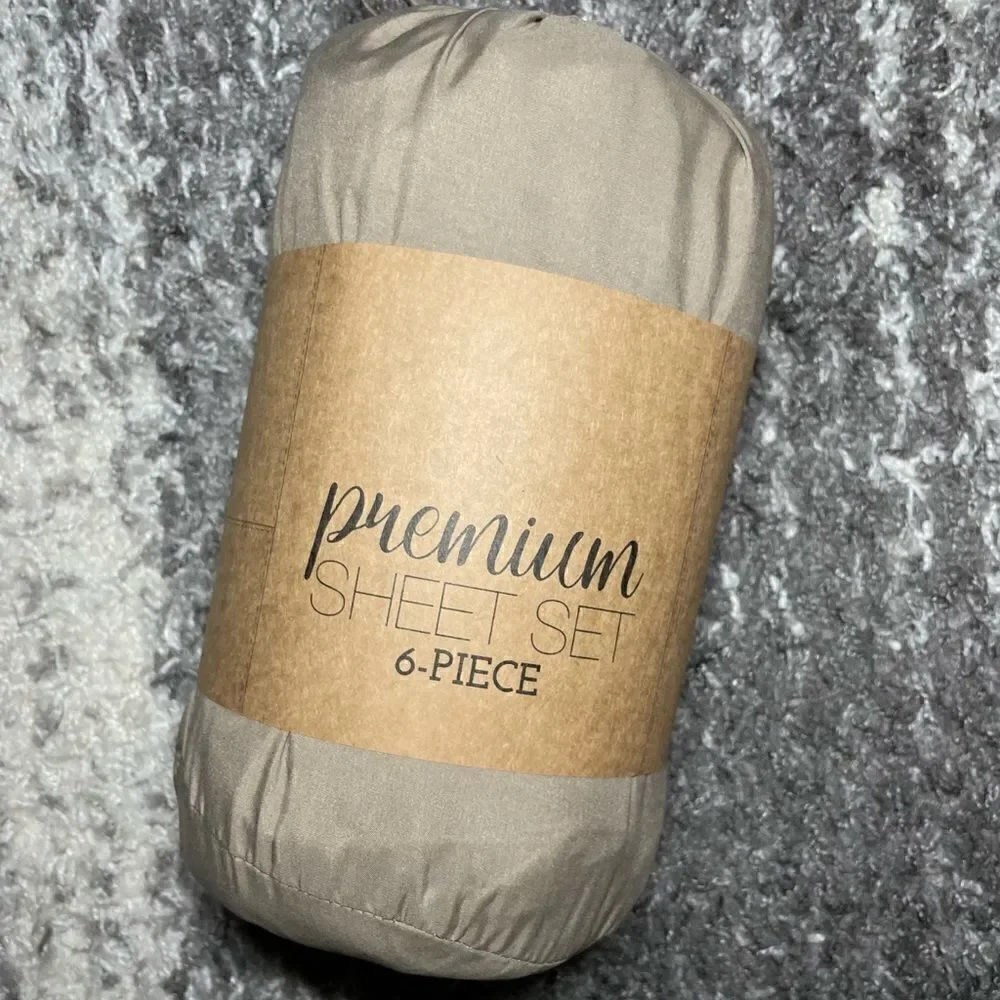 NWT Linens & Hutch 6-Piece Sheet Set - King (Taupe)